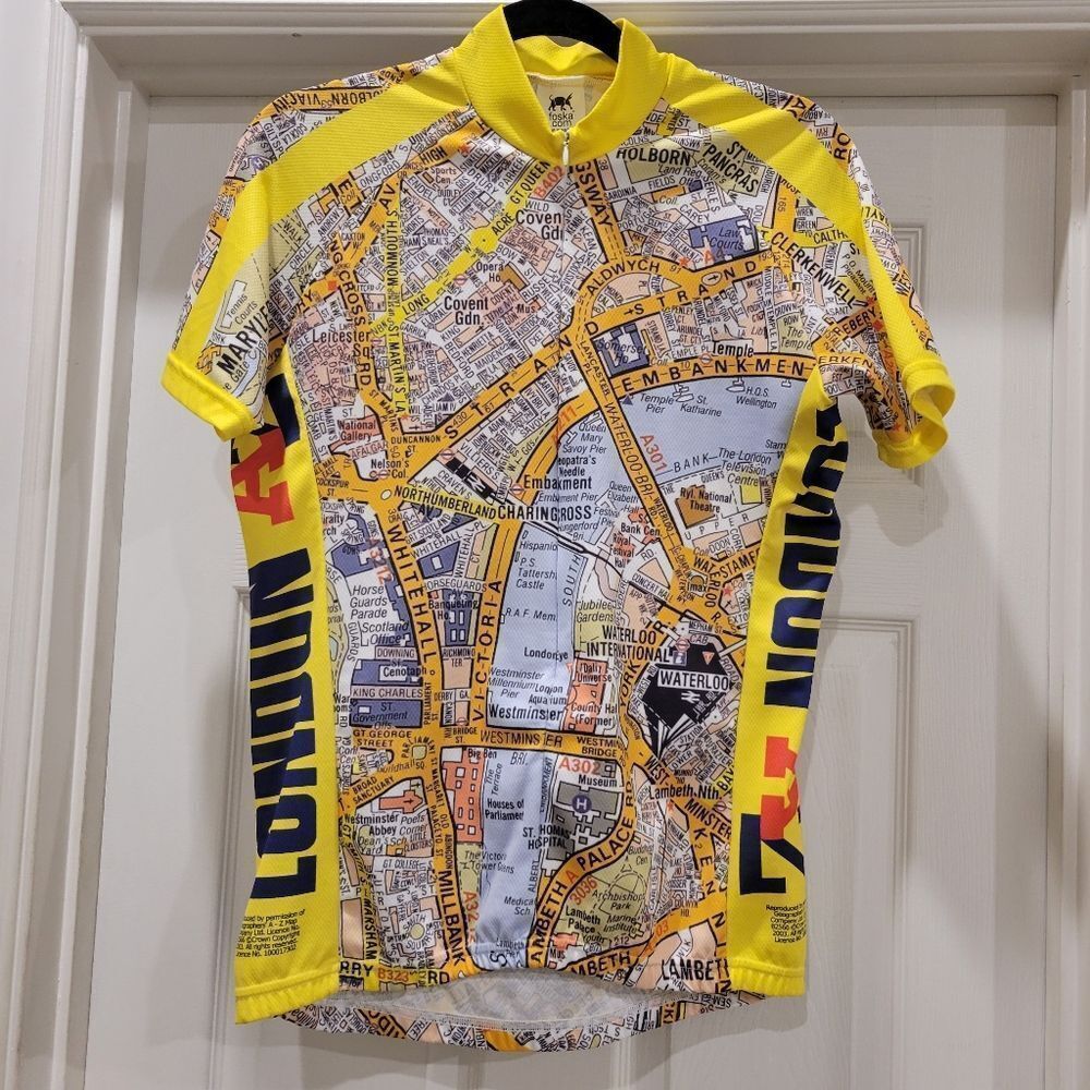 Foska A-Z Street Map Road Cycling Jersey, Medium